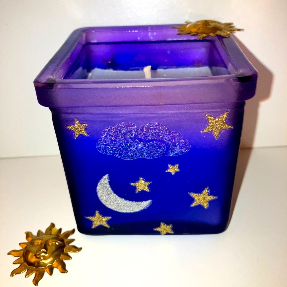 🌟☁️🌙 Stars and Moon Y2K Candle 🕯️💙 whimsy celestial vibes